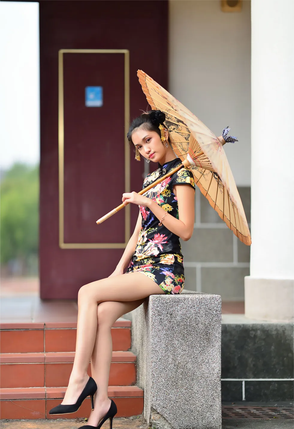 [Mzsock] NO.191 Chen Mengxin short cheongsam high heels beautiful legs street photography#[100P]-3